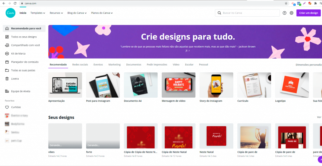 Canva para criação de conteudo Digital